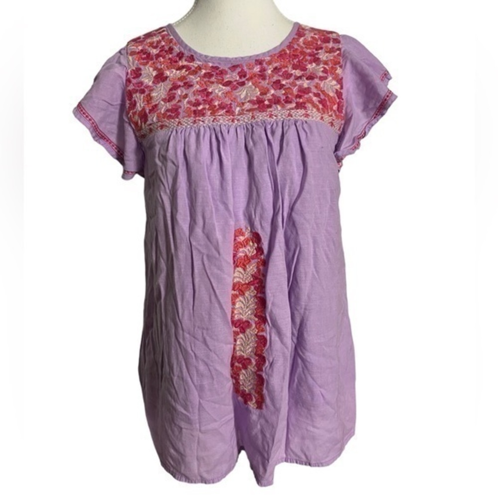 J. Marie Priscilla Lavender Top with Embroidery